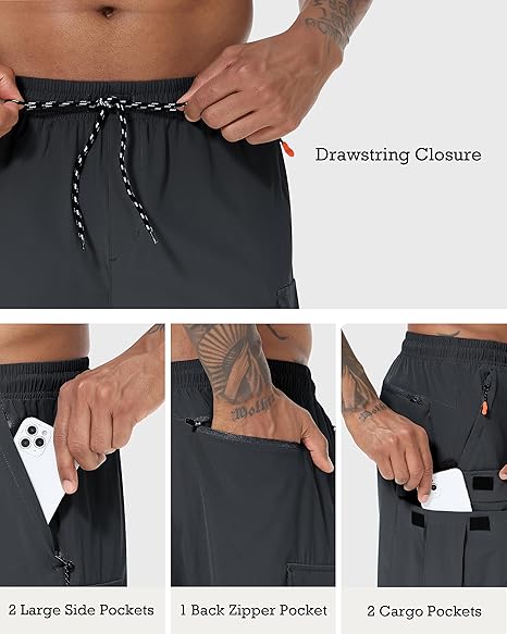 Men’s 5-Pocket Quick Dry Sun Protection Stretch Cargo Shorts