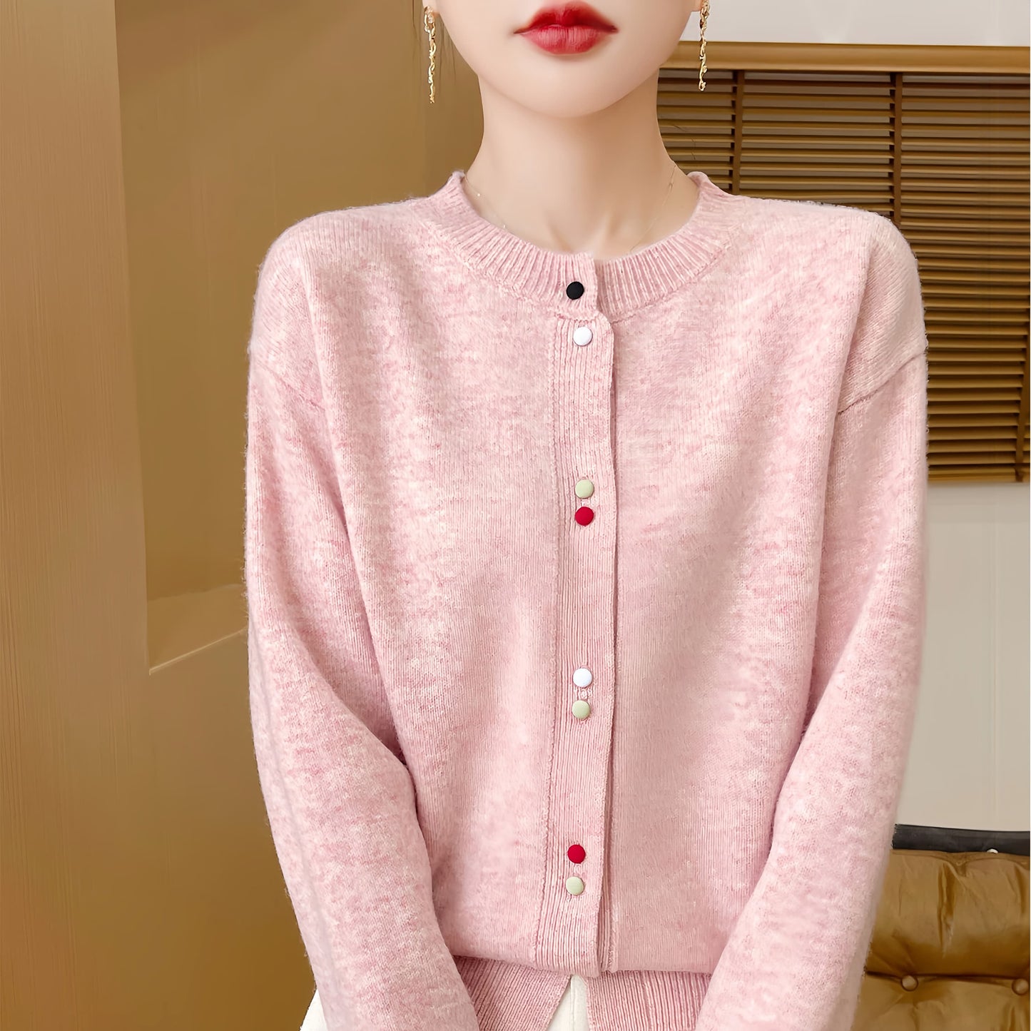Women’s Crewneck Button Cardigan Sweater