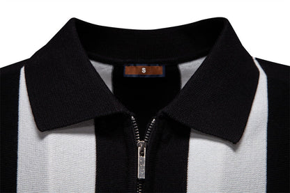 Men’s Bold Stripe Zip Polo Shirt