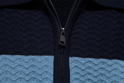 Men’s Striped Zip Polo Shirt