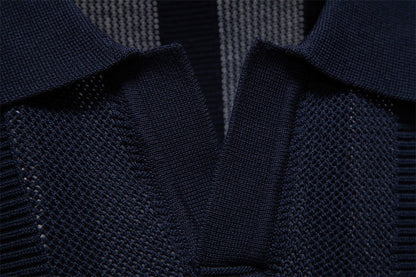 Men’s Ribbed Knit Polo Shirt
