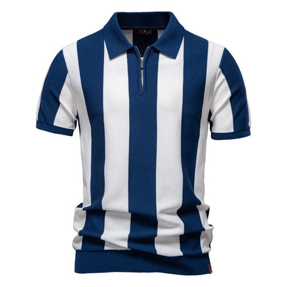 Men’s Bold Stripe Zip Polo Shirt