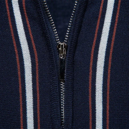 Men’s Striped Zip Knit Polo