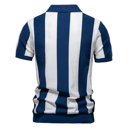 Men’s Bold Stripe Zip Polo Shirt