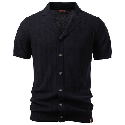Button-Up Knit Polo Shirt