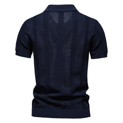 Men’s Ribbed Knit Polo Shirt