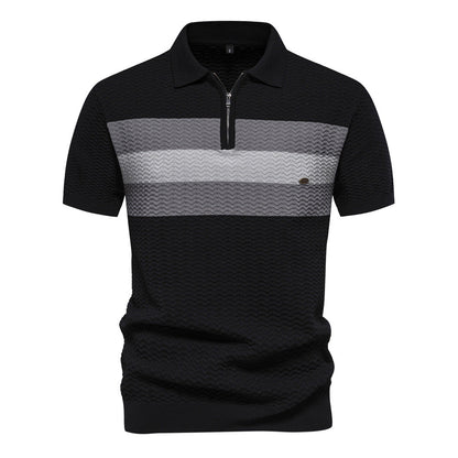 Men’s Striped Zip Polo Shirt