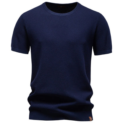 Textured Knit Crew Neck T-Shirt