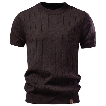 Textured Cotton Knit T-Shirt