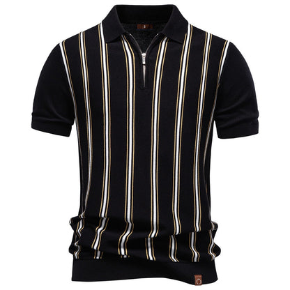 Men’s Striped Zip Knit Polo
