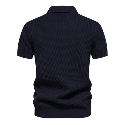Men’s Striped Zip Polo Shirt