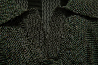 Men’s Ribbed Knit Polo Shirt