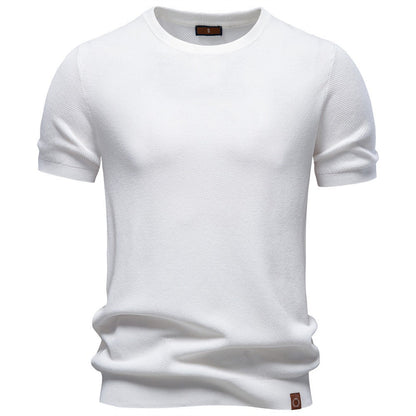 Textured Knit Crew Neck T-Shirt