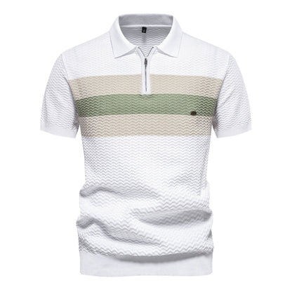 Men’s Striped Zip Polo Shirt