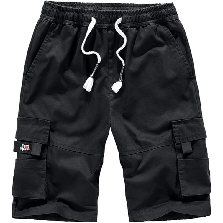 Men’s 8-Pocket Knee-Length Elastic Waist Cargo Shorts