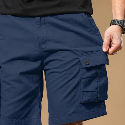 Men’s Knee-Length Six-Pocket Color-Block Cargo Shorts