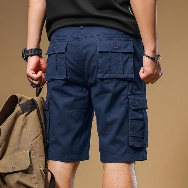 Men’s Knee-Length Six-Pocket Color-Block Cargo Shorts