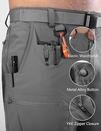 Men’s 7-Pocket Quick Dry UPF 50+ Outdoor Hiking Cargo Shorts