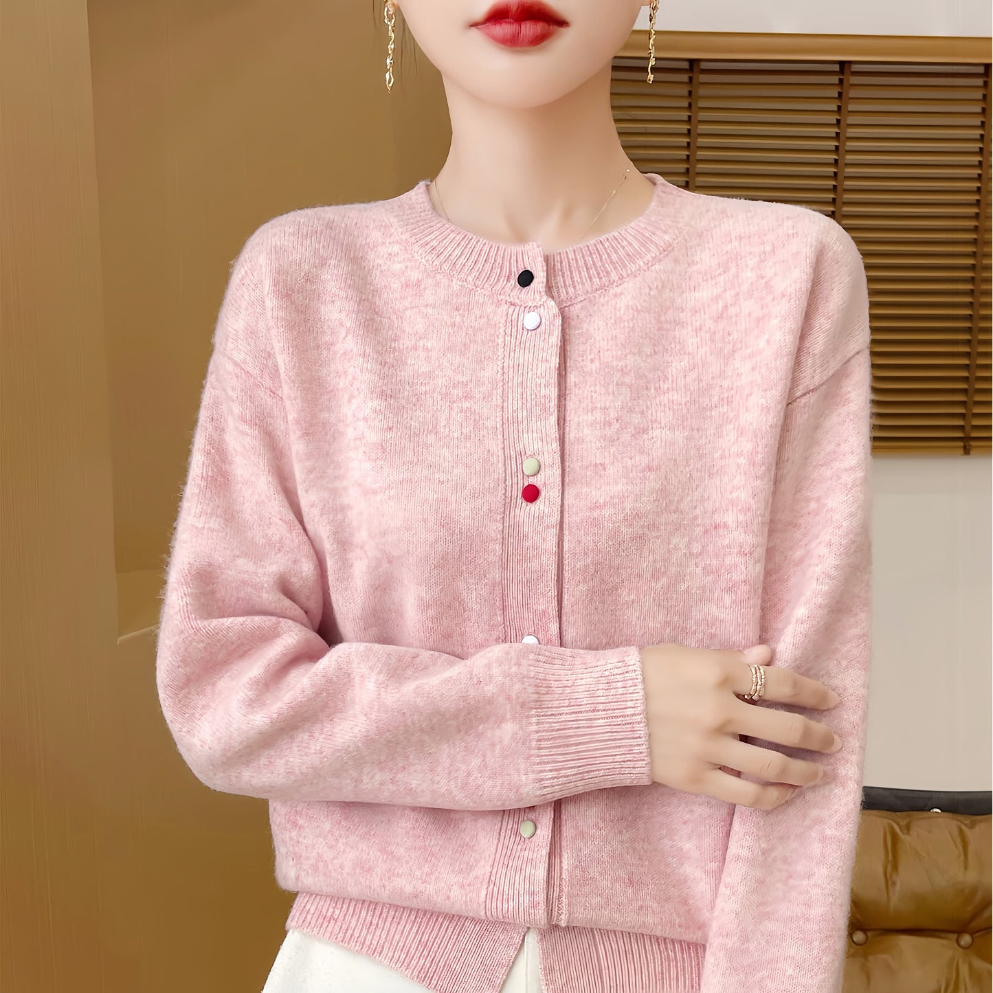Women’s Crewneck Button Cardigan Sweater