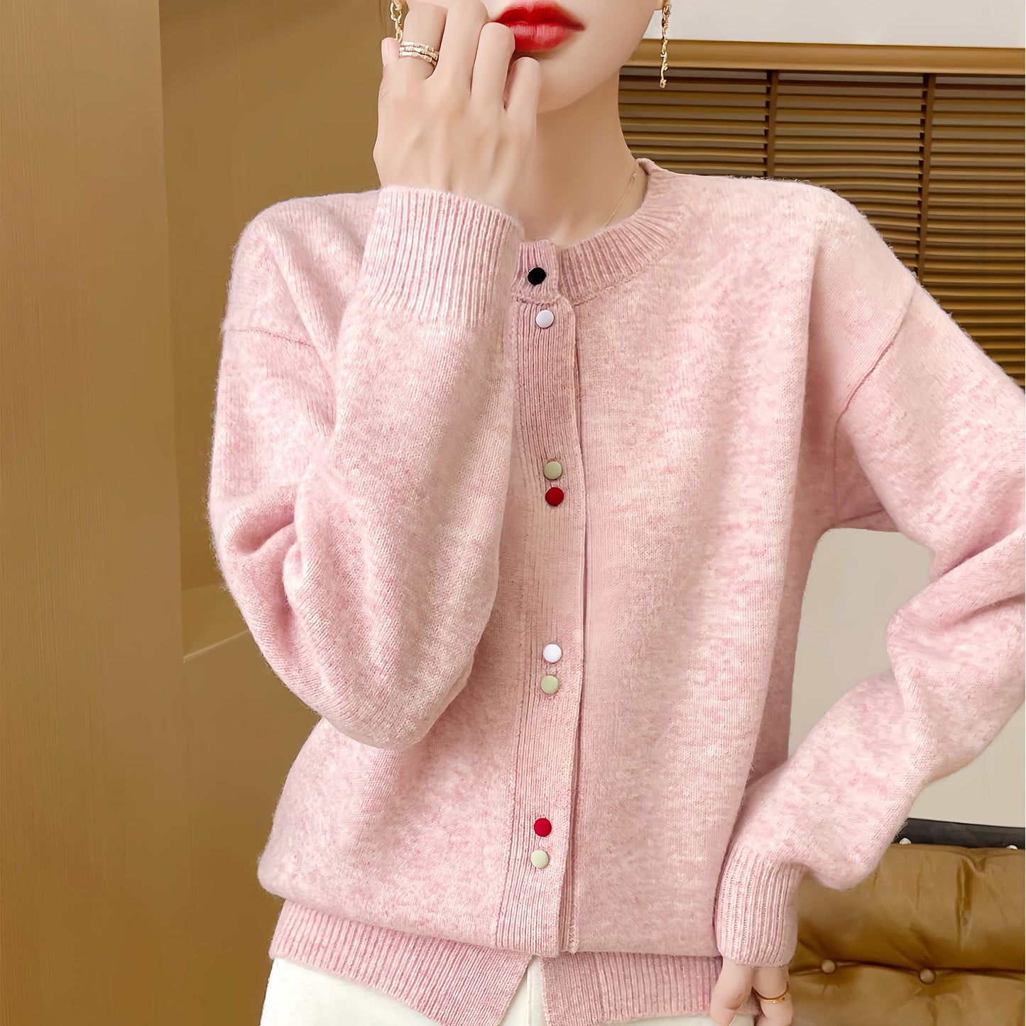 Women’s Crewneck Button Cardigan Sweater