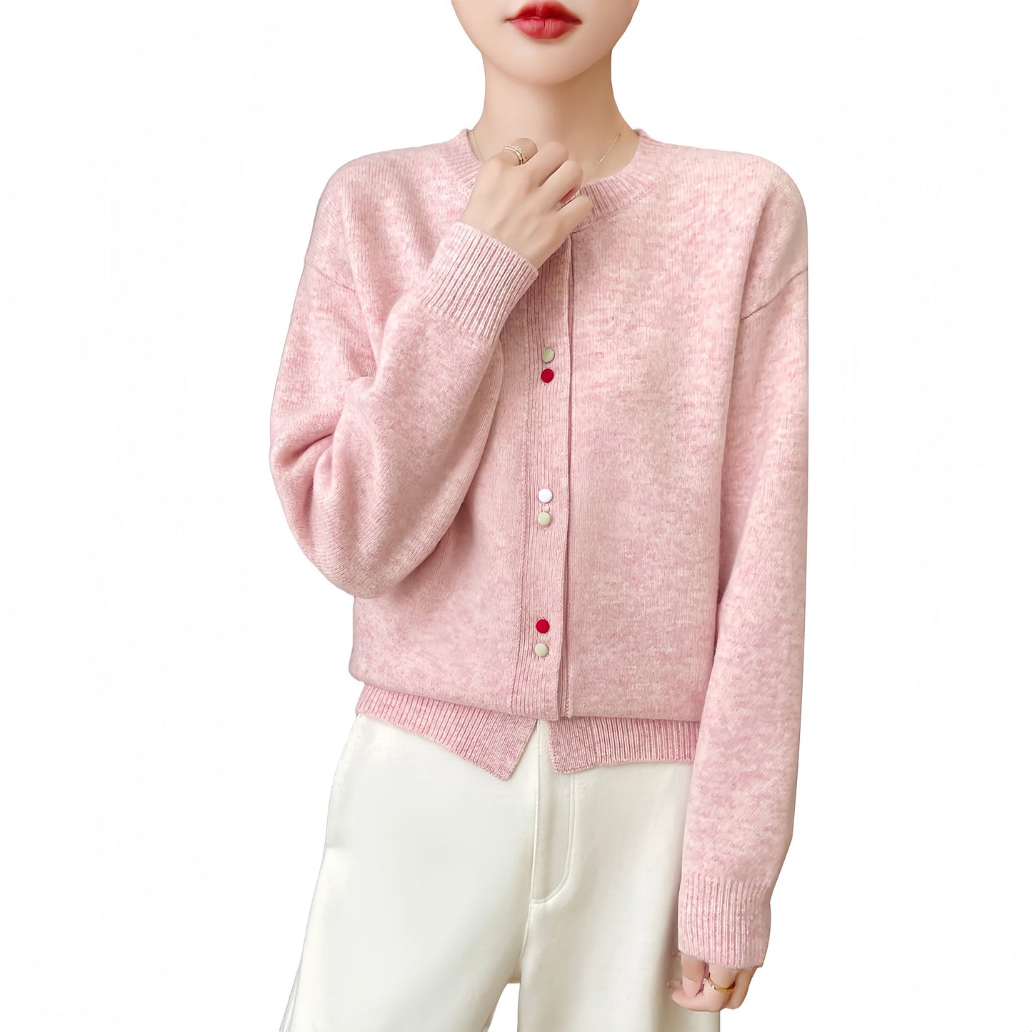 Women’s Crewneck Button Cardigan Sweater