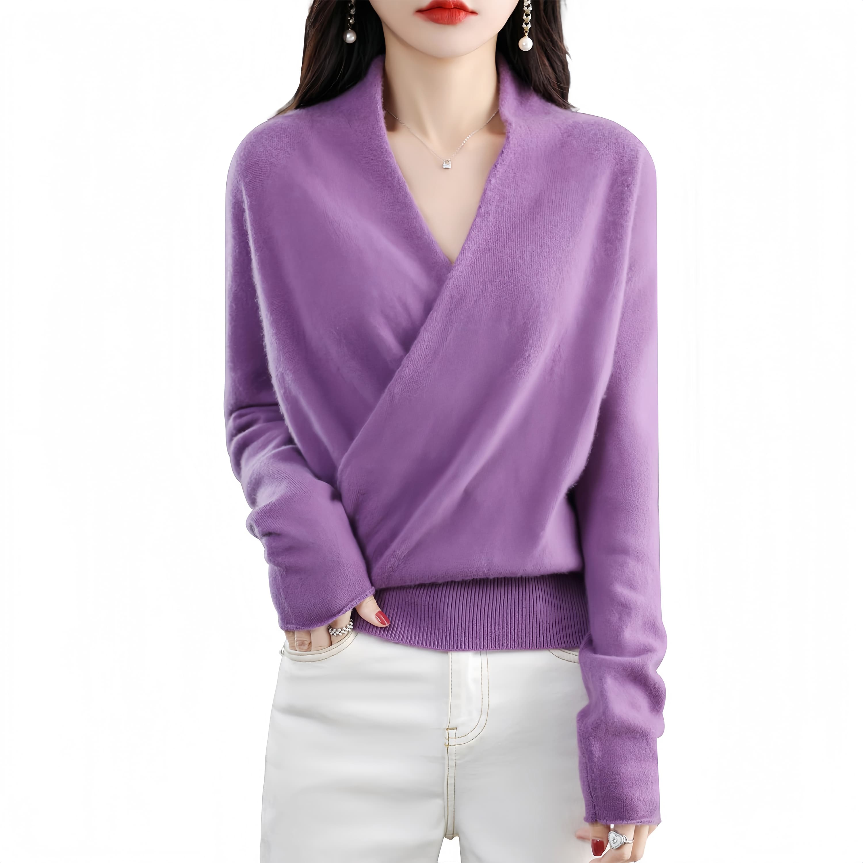 Women's V Neck Pullover Sweater – XAWZL