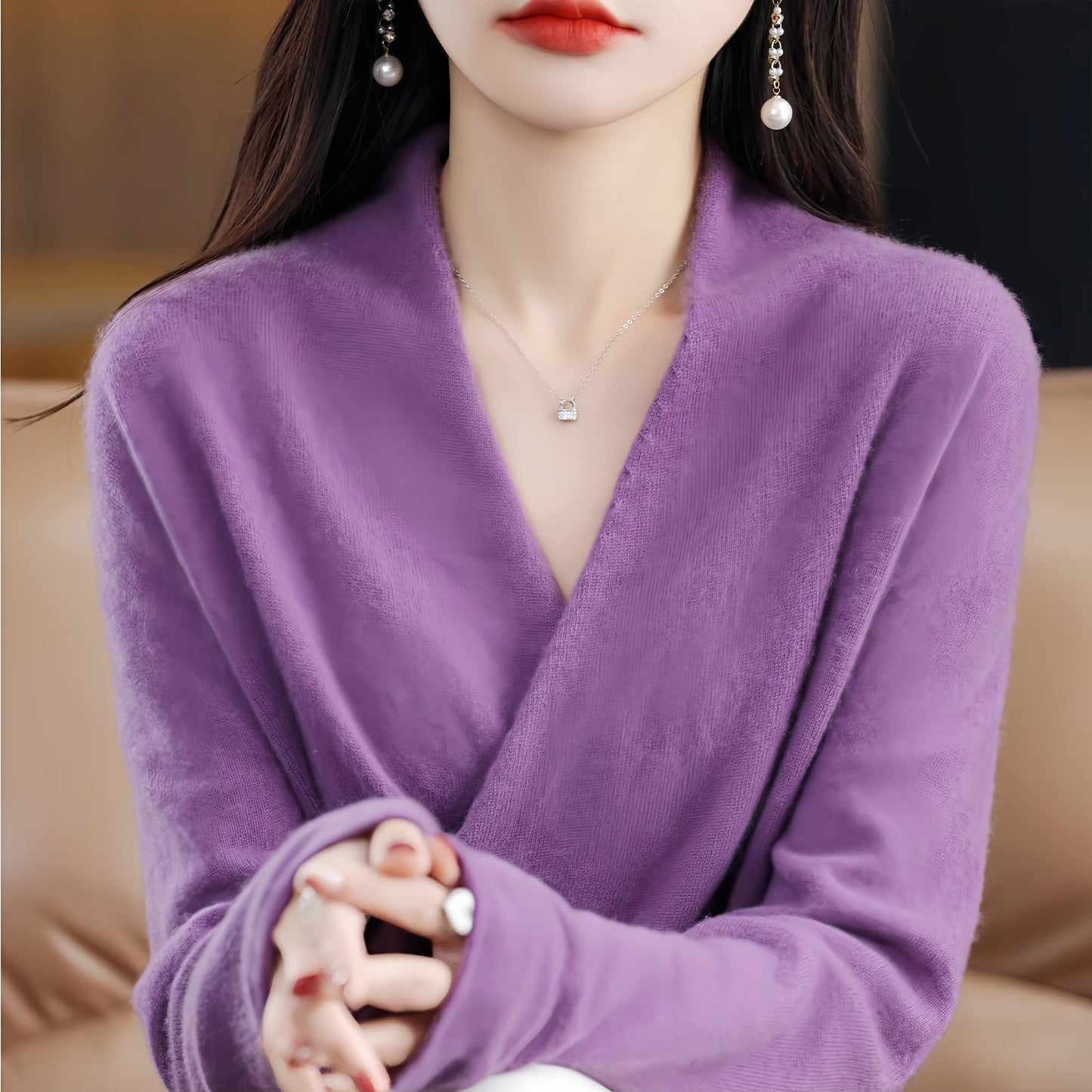 Women’s V Neck Pullover Sweater