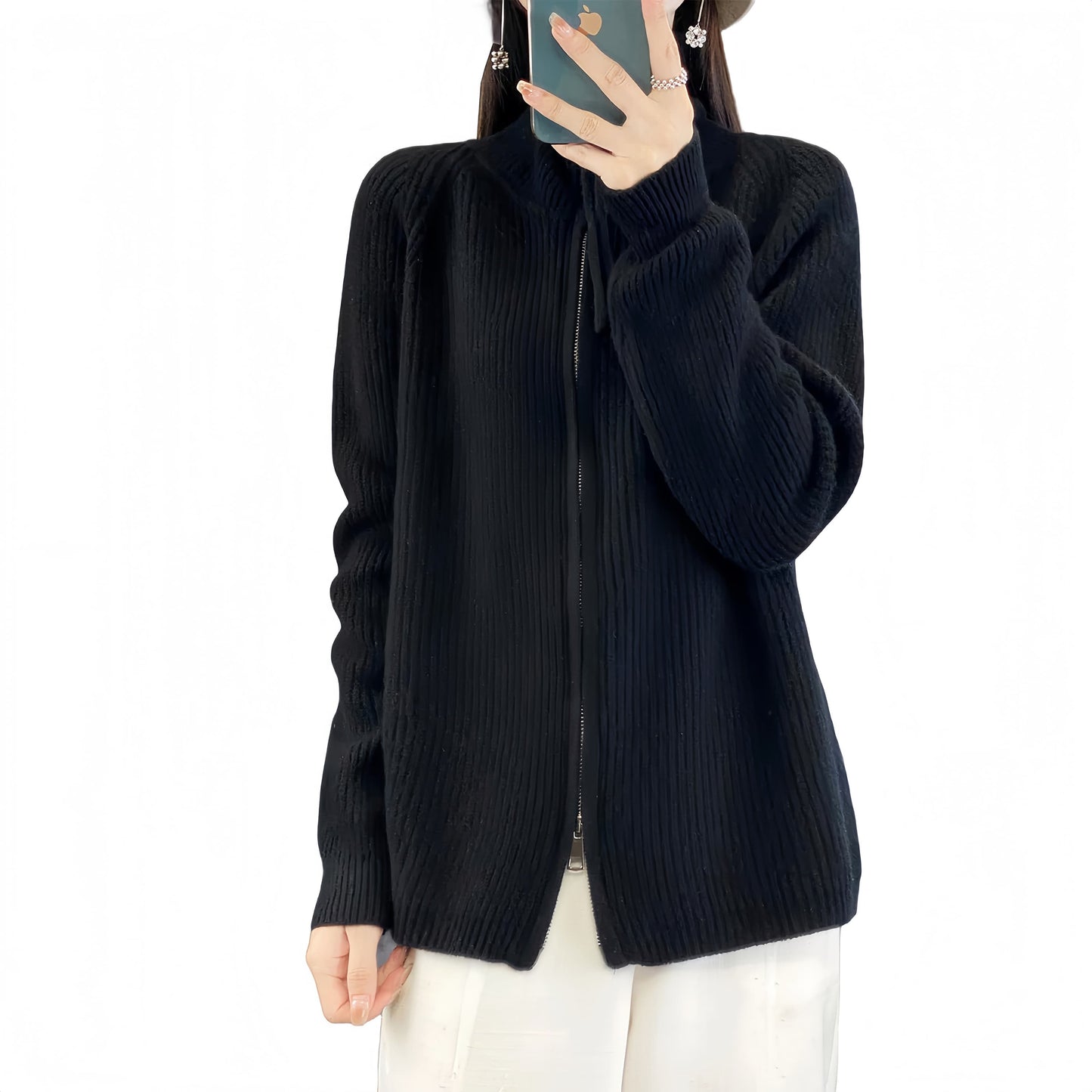 Women’s Full Zip Turtleneck Sweater