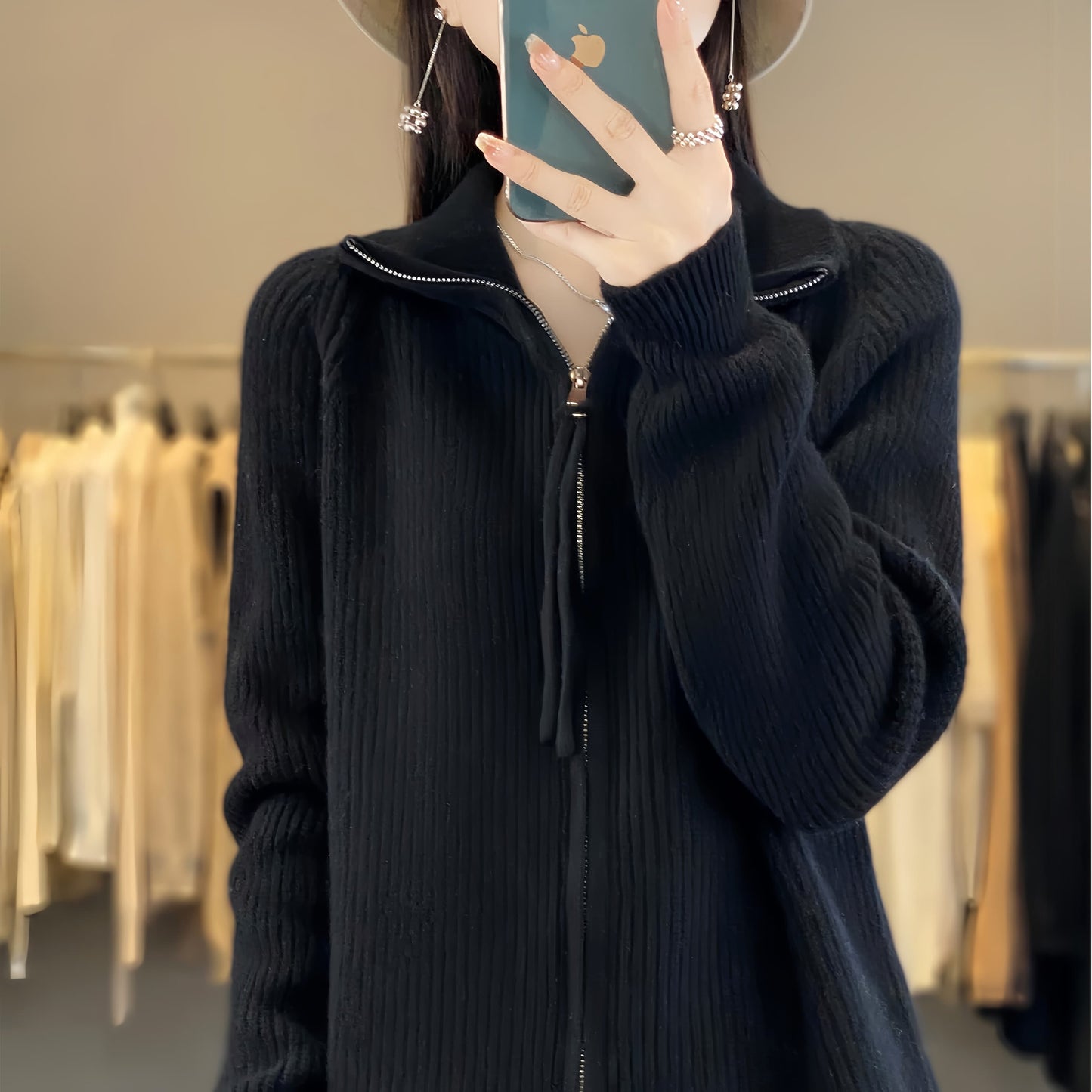 Women’s Full Zip Turtleneck Sweater