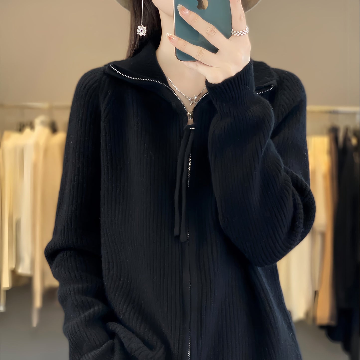 Women’s Full Zip Turtleneck Sweater